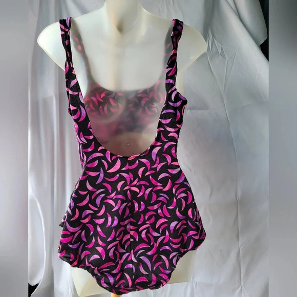 Vintage Bathing Suit possibly Maxine of Hollywood Swimsuit pink black one piece - Picture 6 of 12